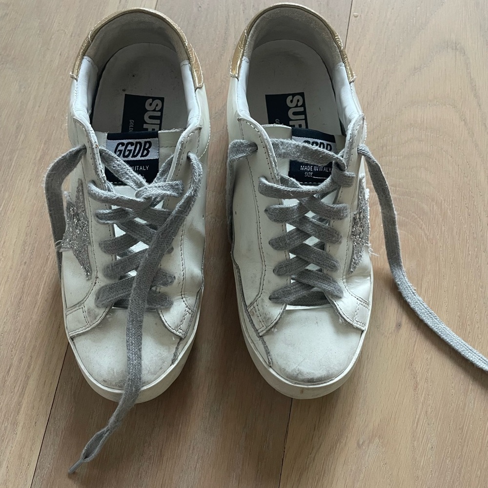 Golden Goose White and Gray Sneakers